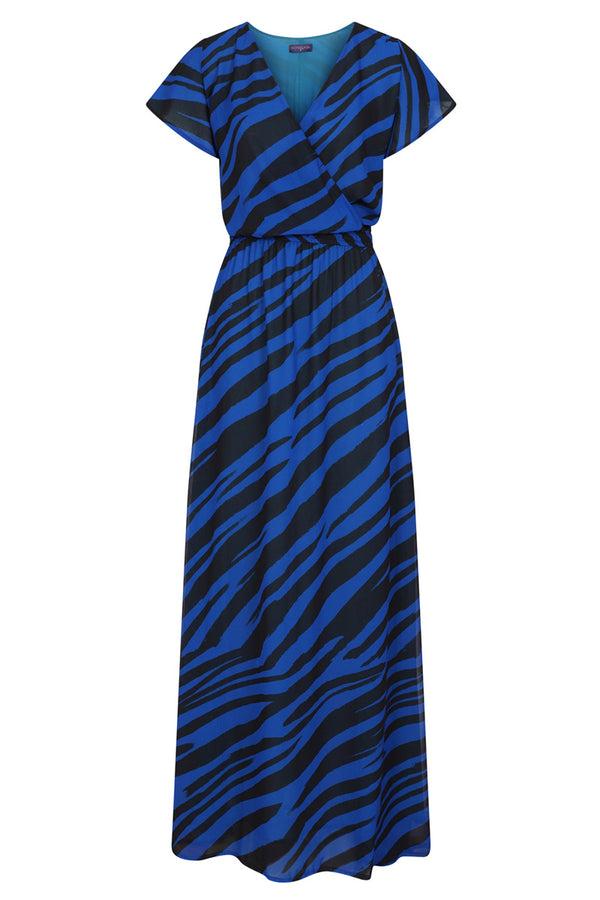 Hot Squash Chiffon Mock-Wrap Maxi Dress