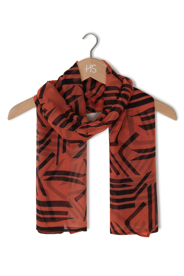 Hot Squash Chiffon Scarf Black / Orange Calligraphy