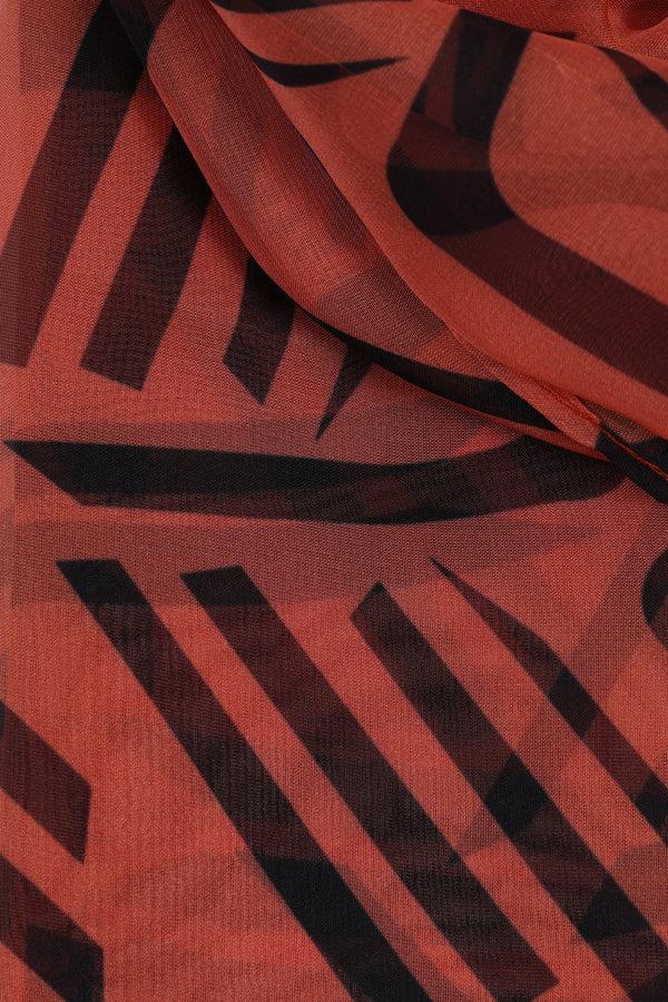 Hot Squash Chiffon Scarf Black / Orange Calligraphy