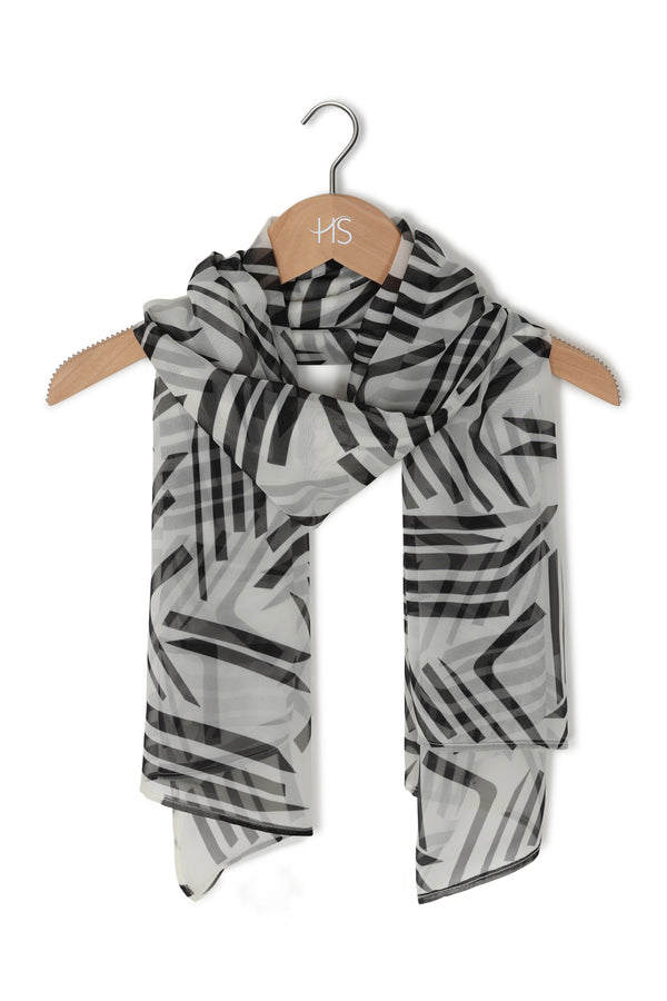 Hot Squash Chiffon Scarf Black / White Calligraphy