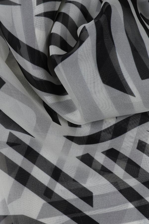 Hot Squash Chiffon Scarf Black / White Calligraphy