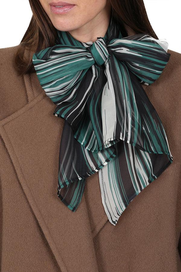 Hot Squash Chiffon Scarf Green Abstract Stripes