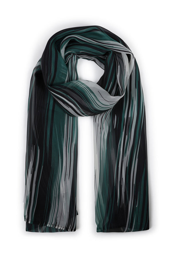 Hot Squash Chiffon Scarf Green Abstract Stripes