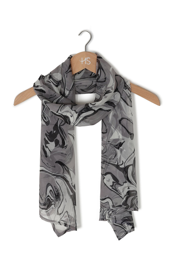 Hot Squash Chiffon Scarf Grey Oil On Water