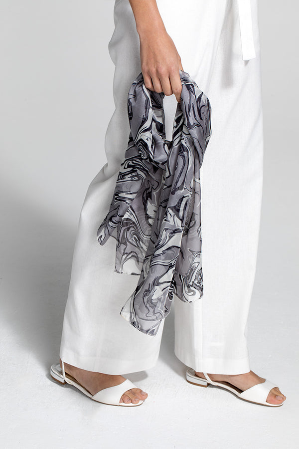 hot squash Chiffon Scarf Grey Oil On Water