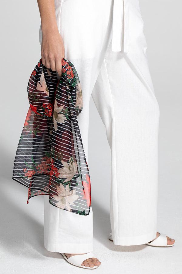 hot squash Chiffon Scarf Pin striped floral