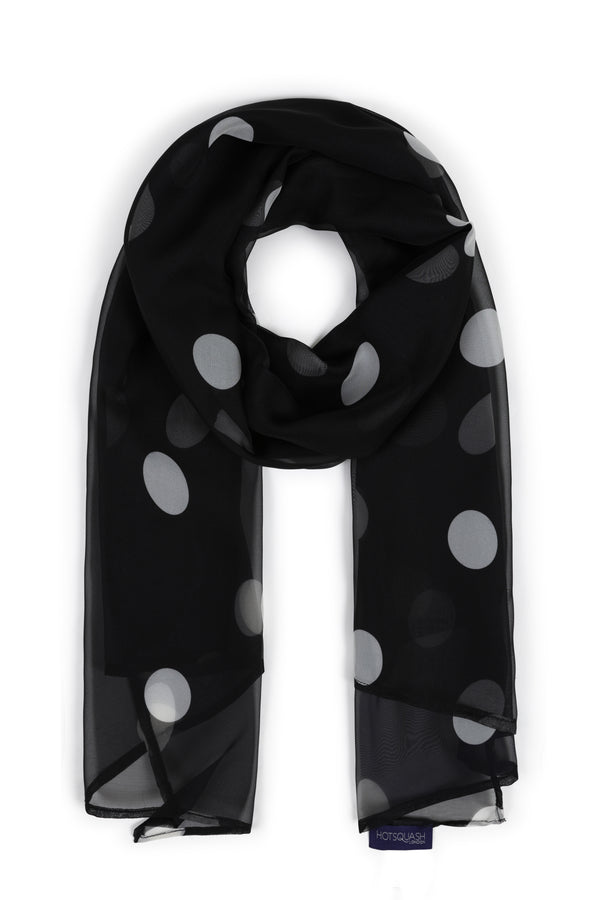 Hot Squash Chiffon Scarf White Dots