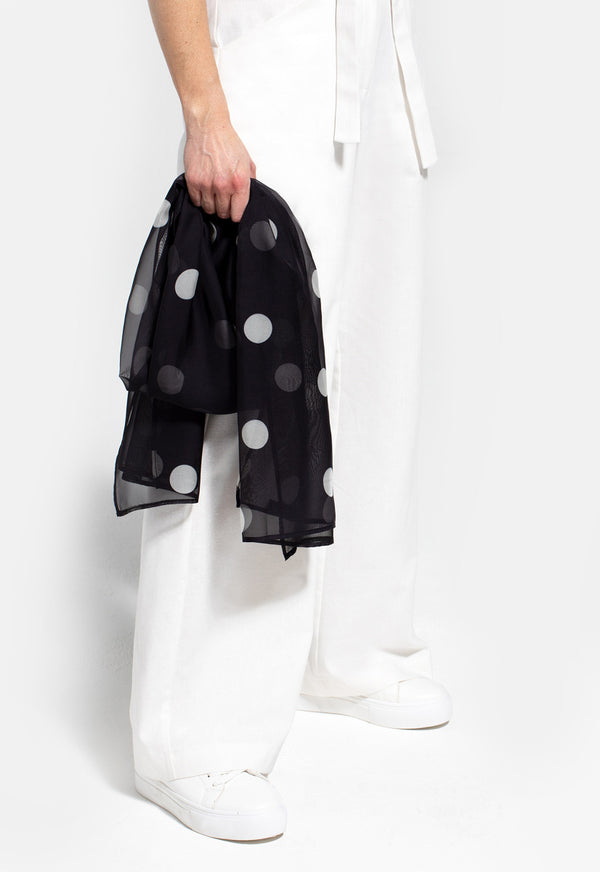 hot squash Chiffon Scarf White Dots