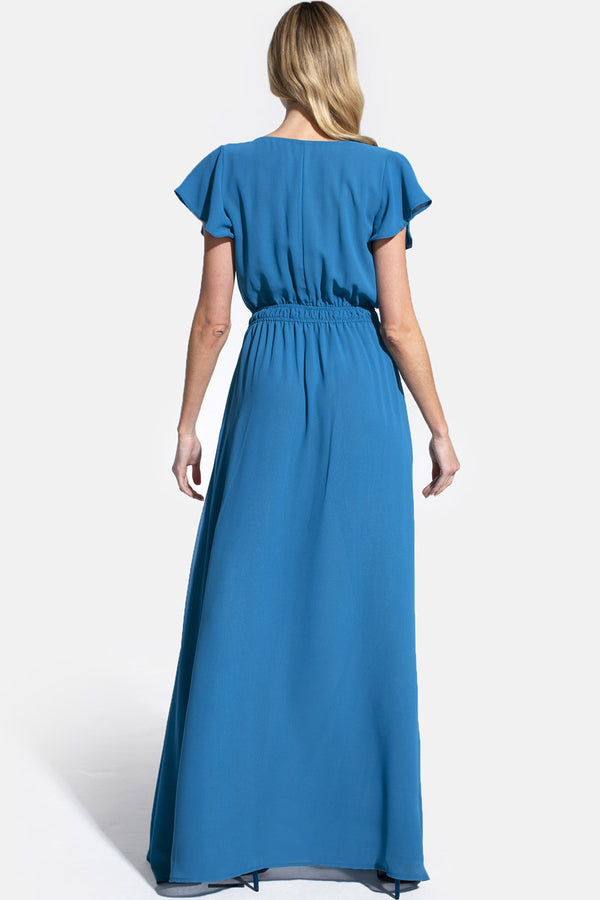 Hot Squash Chiffon Wrap-Top Maxi Dress