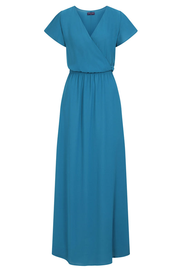 Hot Squash Chiffon Wrap-Top Maxi Dress
