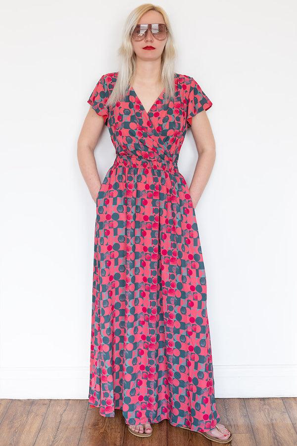 hot squash Chiffon Wrap Top Maxi Dress