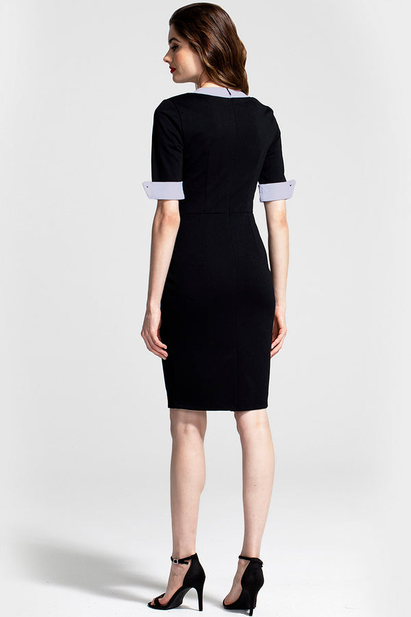 Hot Squash Contrast Collar Short-Sleeved Dress