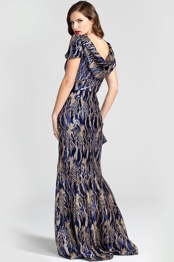 Hot Squash Cowl Back Maxi Sequin Dress