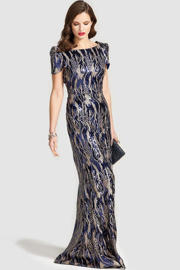 Hot Squash Cowl Back Maxi Sequin Dress