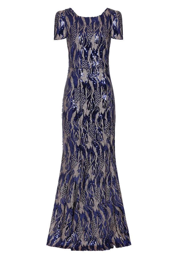 Hot Squash Cowl Back Maxi Sequin Dress