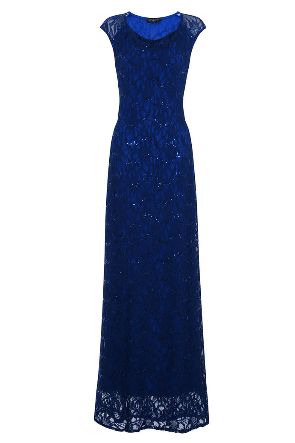 Hot Squash Cowl Neck Lace Maxi Dress AW16 Navy