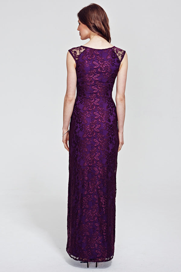 Hot Squash Cowl Neck Lace Maxi Dress AW16 Purple
