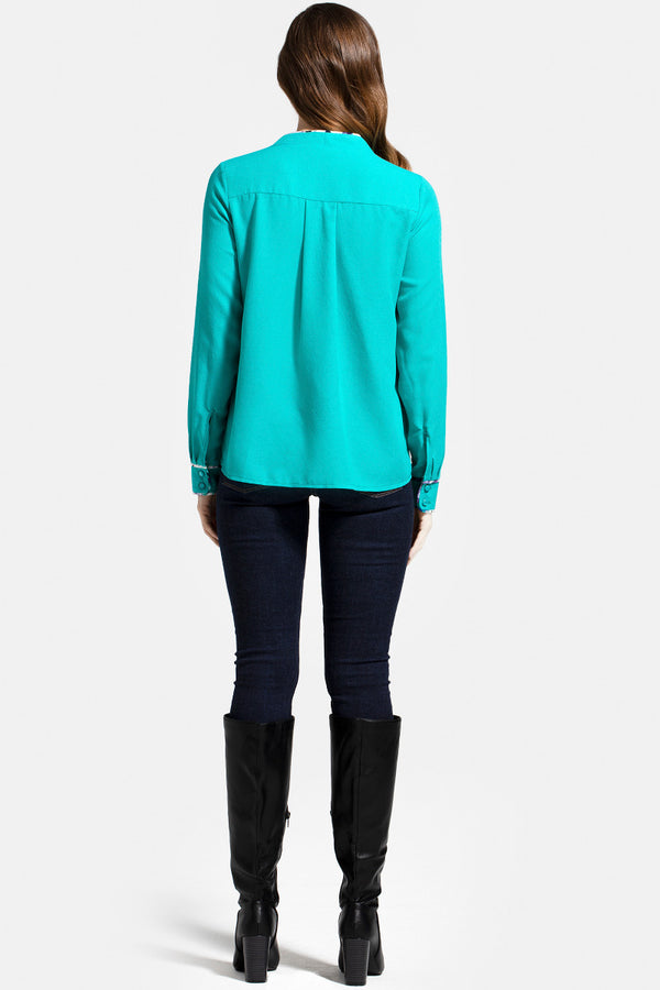 Hot Squash Crepe Blouse With Pockets