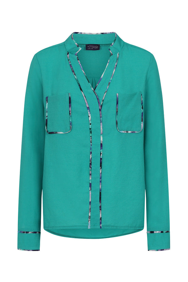 Hot Squash Crepe Blouse With Pockets