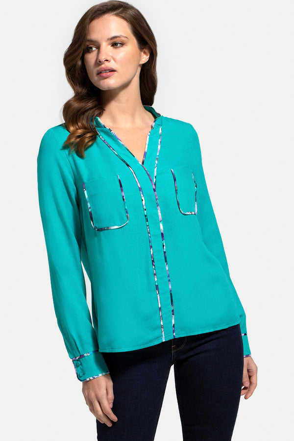 hot squash Crepe Blouse with pockets