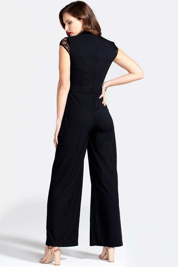 Hot Squash Crepe Jumpsuit With Lace Detail