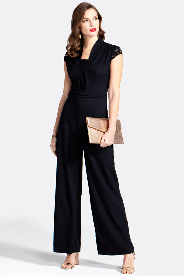hot squash Crepe Jumpsuit with Lace Detail
