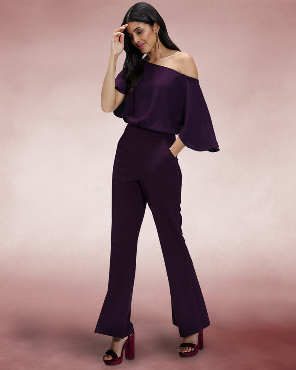 hot squash Drop Shoulder Jumpsuit Damson