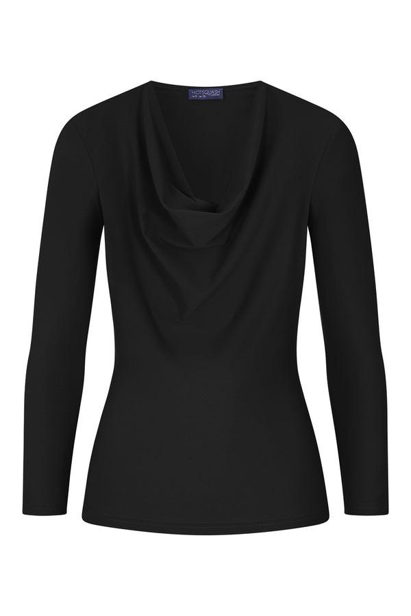 Hot Squash Grecian Neck Top Black