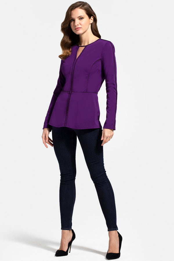 Hot Squash Jersey Keyhole Top With Contrast Seams