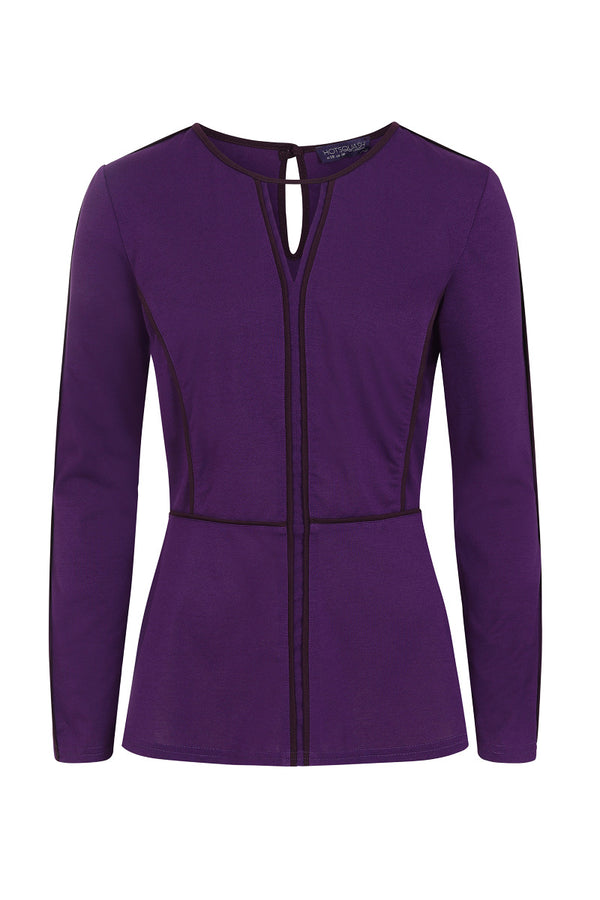 Hot Squash Jersey Keyhole Top With Contrast Seams