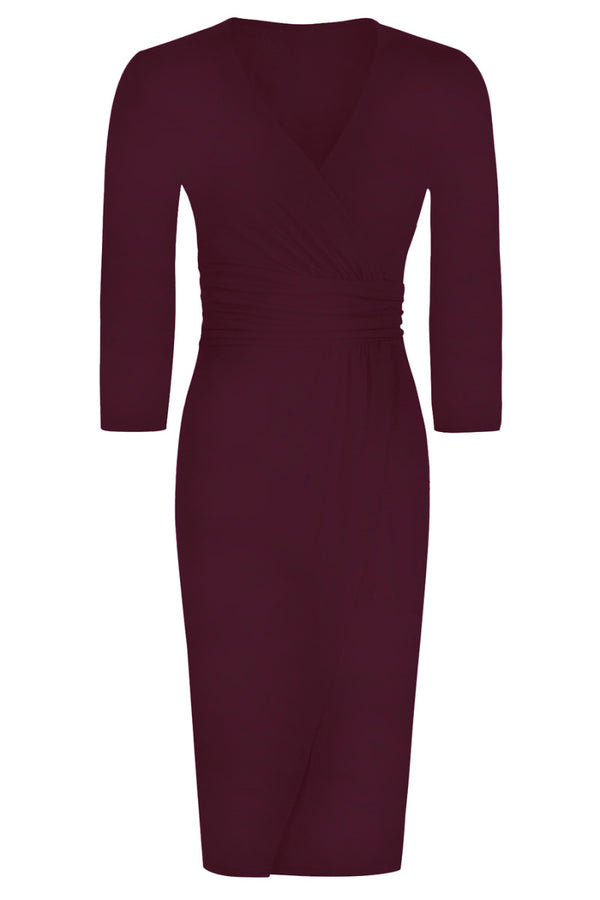 Hot Squash Jersey Mock-Wrap Dress Burgundy
