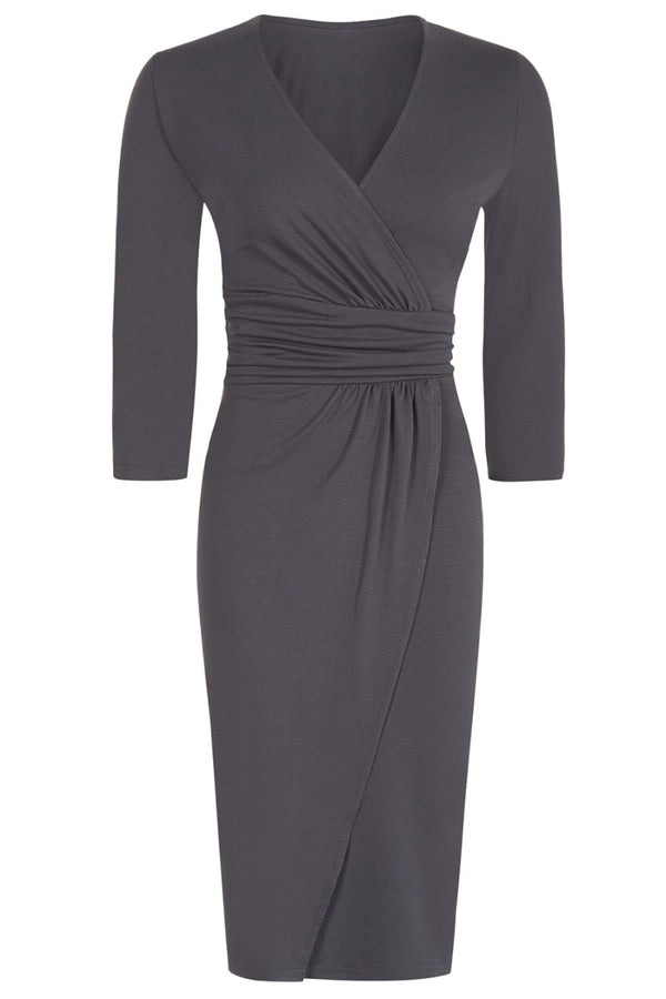 Hot Squash Jersey Mock-Wrap Dress Grey