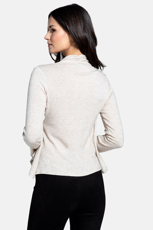 Hot Squash Knitted Top With Cardigan Draping Cream
