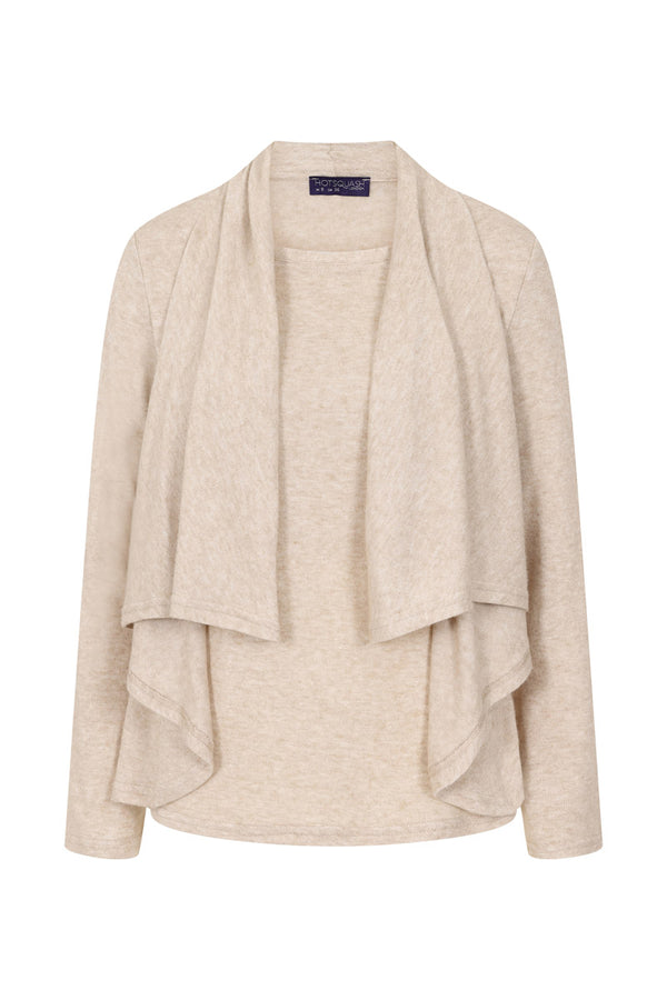 Hot Squash Knitted Top With Cardigan Draping Cream