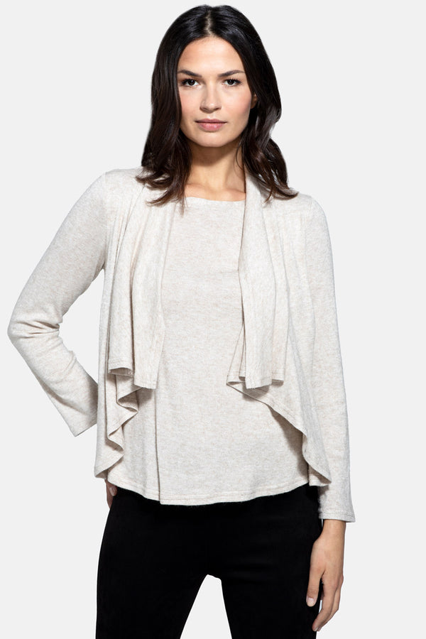 hot squash Knitted Top with Cardigan Draping Cream