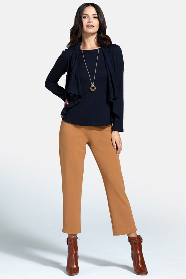 Hot Squash Knitted Top With Cardigan Draping Navy