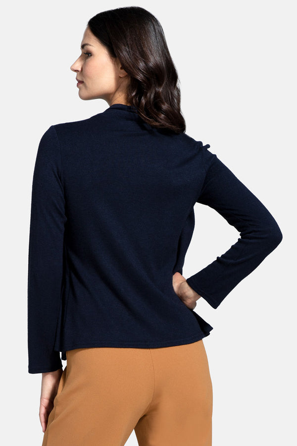Hot Squash Knitted Top With Cardigan Draping Navy