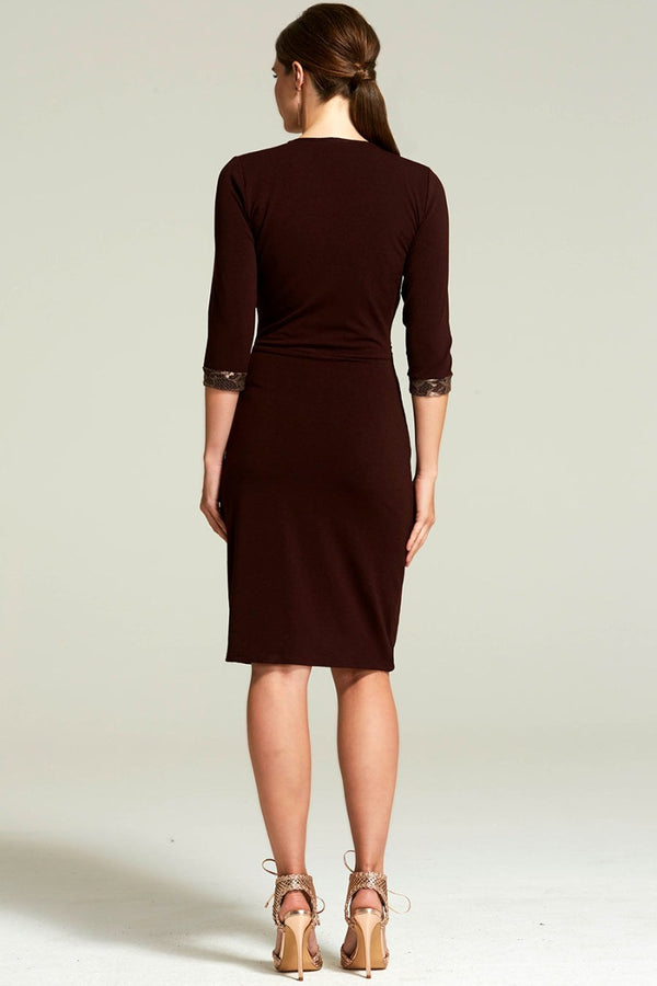Hot Squash Lace Detail Jersey Wrap Dress Chocolate