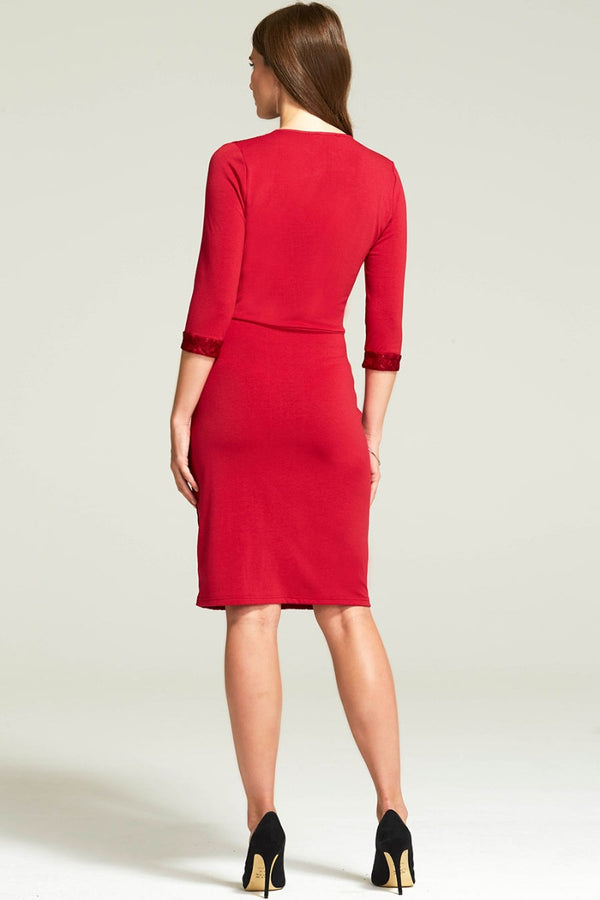 Hot Squash Lace Detail Jersey Wrap Dress Red