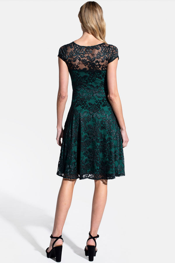 Hot Squash Lace Fit N Flare Dress Bottle Green