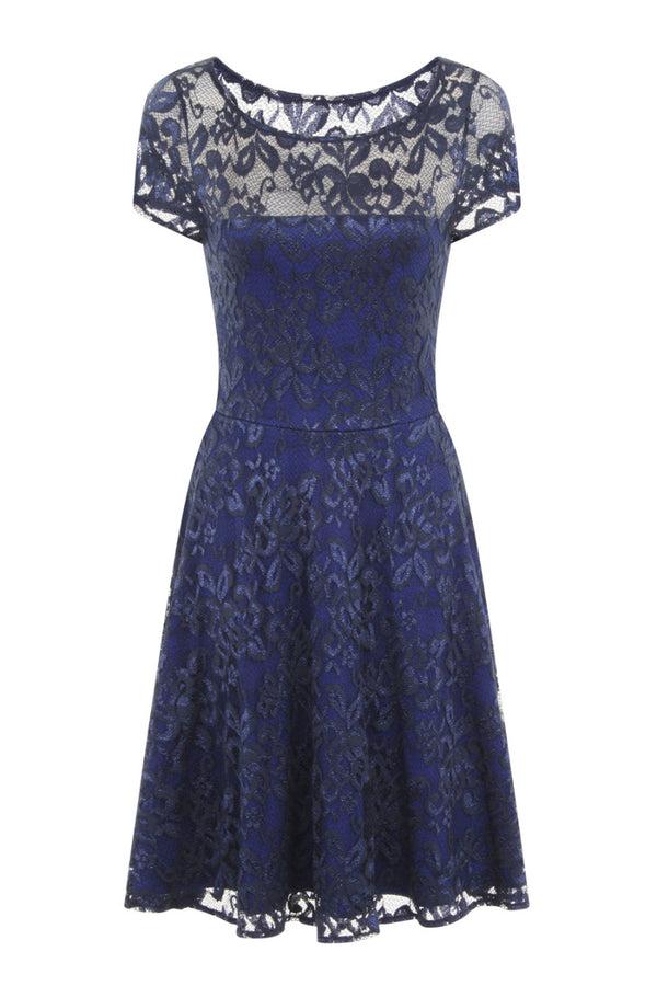 Hot Squash Lace Fit N Flare Dress Navy