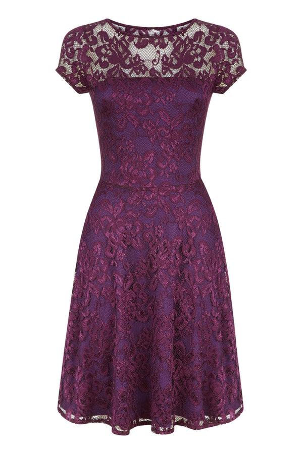 Hot Squash Lace Fit N Flare Dress Purple