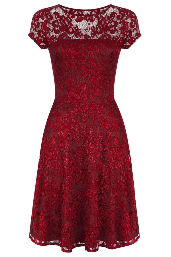 Hot Squash Lace Fit N Flare Dress Red