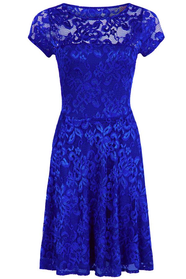 Hot Squash Lace Fit N Flare Dress Royal Blue