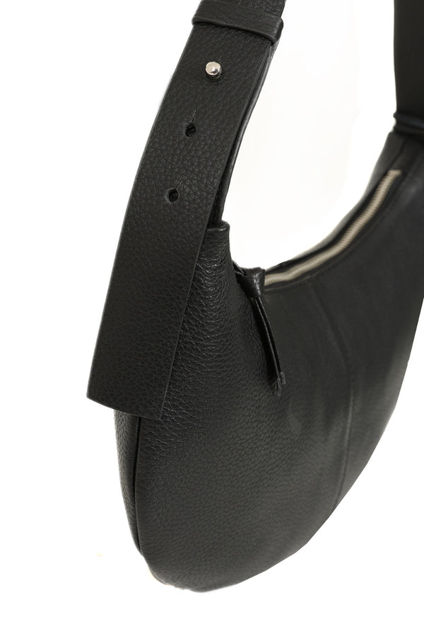 Hot Squash Leather Banana Shoulder Bag Black