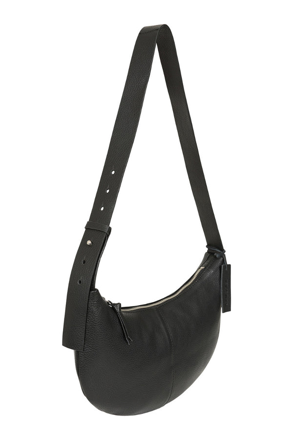 hot squash Leather Banana Shoulder Bag Black