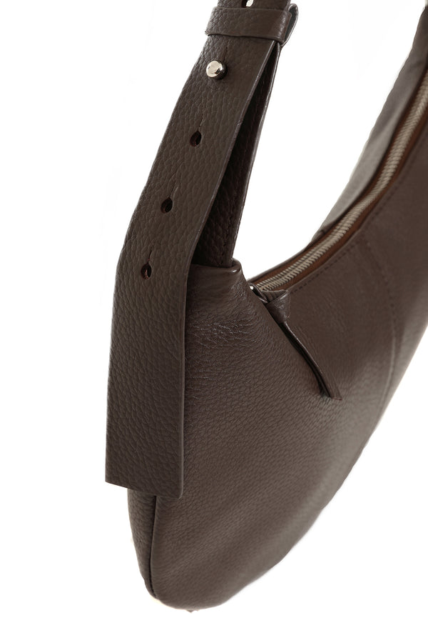 Hot Squash Leather Banana Shoulder Bag Chocolate