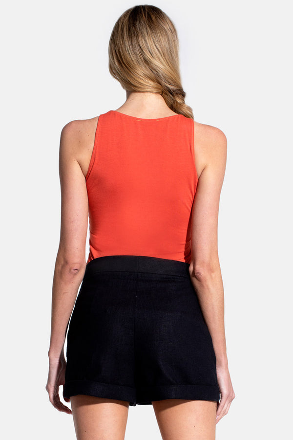 Hot Squash Linen Tailored Shorts With Pocket Black