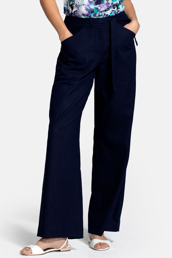 hot squash Linen Trousers Navy