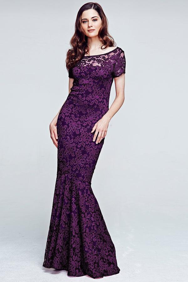 hot squash Long Lace Maxi Dress Purple